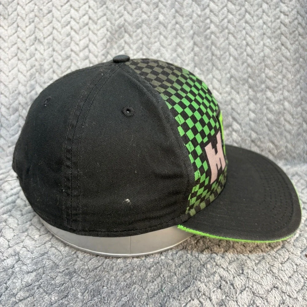 Minecraft Youth Snapback Hat Green Black Checkered Creeper Flat Brim Cap OSFM